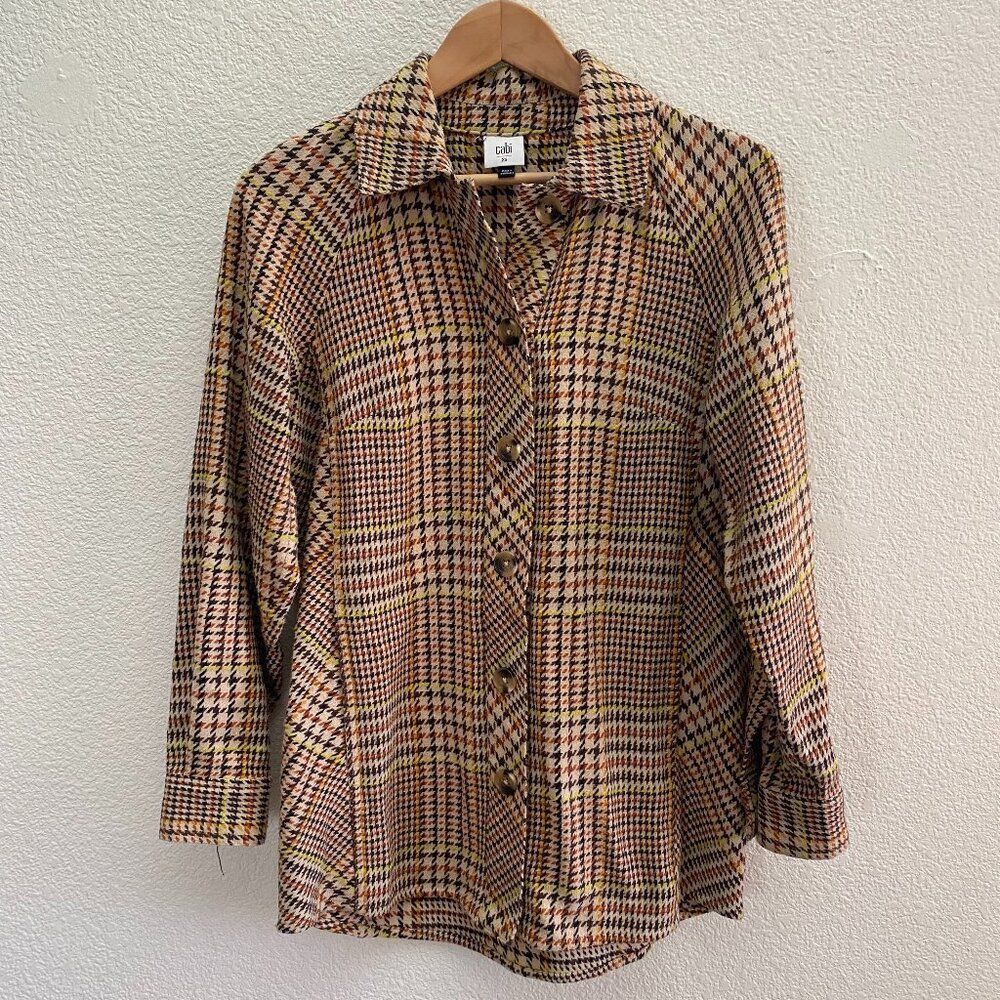 CAbi Yorkshire Shacket Jacket Shirt Size XS Plaid Button Down 100% Cotton
